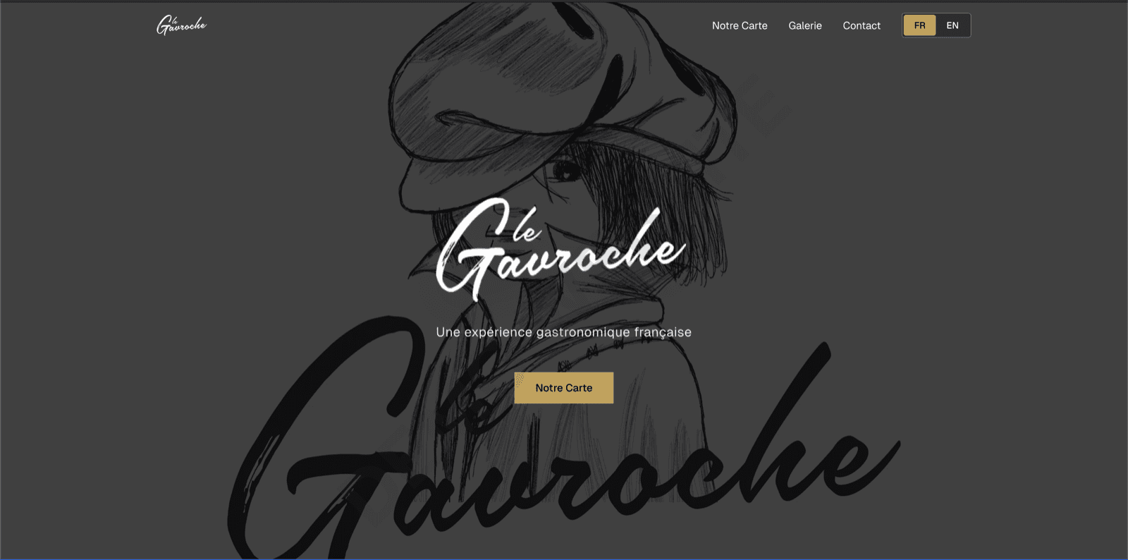 Homepage interface for the Le Gavroche restaurant platform.